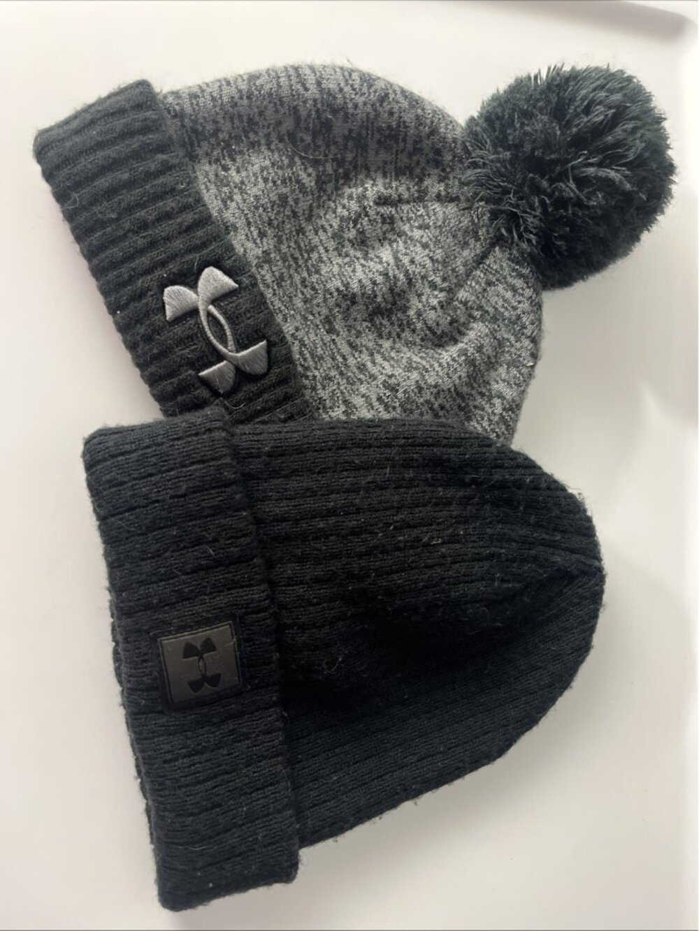 Under Armour Youth Beanies Hats Set Of Two Black Gray One Size Kids